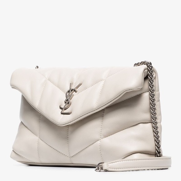 Saint Laurent White Loulou Puffer Mini Leather Bag - Picture 2 of 14